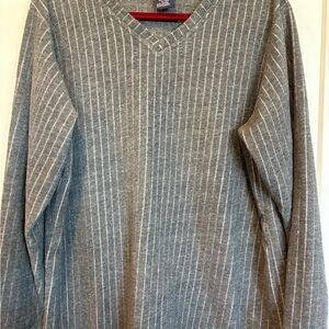 Catalina Gray and White V-Neck Sweater